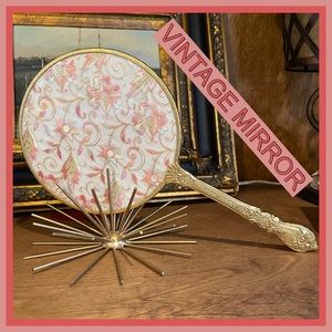 VINTAGE HAND HELD GOLD BUDOIR MIRROR